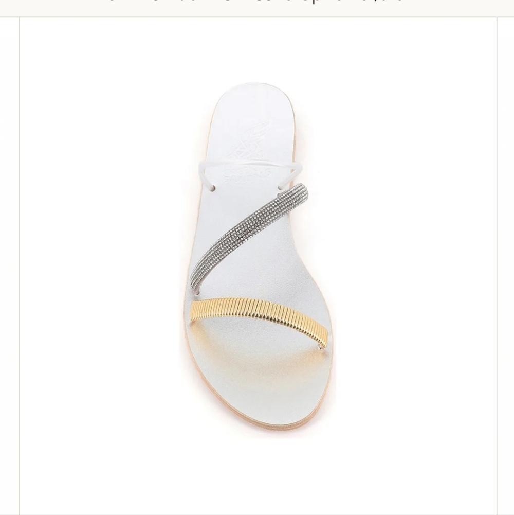 Ancient Greek Sandals White and Gold Sandals 38 US 8
